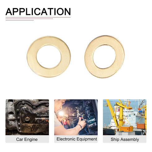 100 Pack 4mmx8mmx0.5mm Flat Brass Sealing Washers, Good for Industrial Machinery M4 Screws, Brass Flat Ring Gaskets