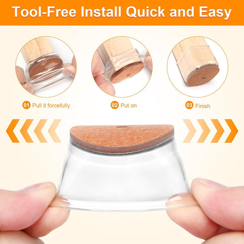 24Pack Small Silicone Chair Leg Floor Protectors for Hardwood Floors, Reduce Noise