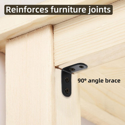 20 Pack 1-9/16" L Brackets for Shelves Corner Brace| Heavy Duty Stainless Steel Wall Mount Bracket| Black Metal Small