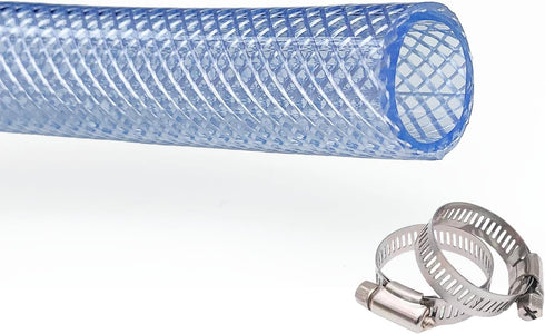 High Pressure Braided Clear Flexible Industrial PVC Tubing 3/4"ID-10FT, Heavy Duty UV Chemical Resistant Vinyl Hose Water