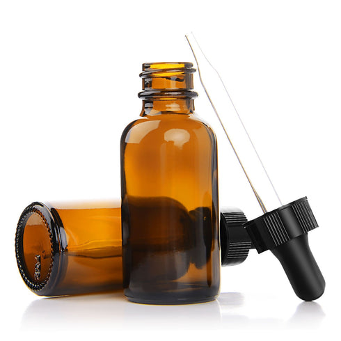 Yesker Amber Glass Bottles for Essential Oils, 60 ml (2oz) with Glass Eye Dropper, Pack of 12