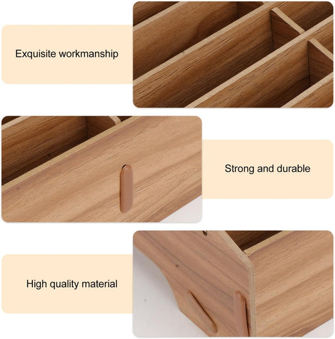 Ciieeo Wooden Desk Organizer, 30 Grid Cell Phone Storage Box for Office and Classroom, Brown