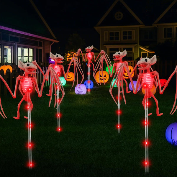 BeHiller 2PCS of Set Solar Garden Lights Outdoor for Halloween Decorations,3D RED Scary