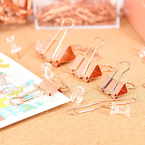 Binder Clips Paper Clamps, Assorted Sizes Set for Office, School, and Home Supplies (Rose Gold)