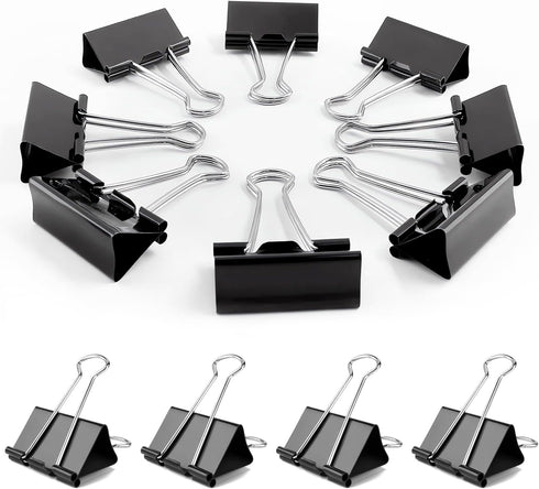 Medium Binder Clips, 72 Pack, 1 Inch Black Paper Clips with Storage Container for Office, Home, School