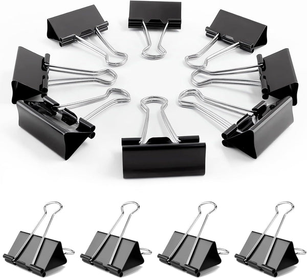 Medium Binder Clips, 72 Pack, 1 Inch Black Paper Clips with Storage Container for Office, Home, School