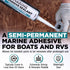 10oz Marine Adhesive Sealant 4000/4200 Fast Cure UV (White) - Semi-Permanent, Flexible Bonding and Sealing - UV Resistant, above & below Waterline - Compare to 06560 and 05260 FC M - by Berkland