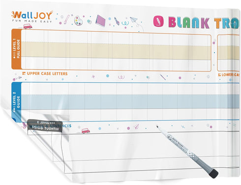 Handwriting Practice Dry Erase Board - Blank Tracing, 42x16 in, Removable Whiteboard for Classroom & Home Use