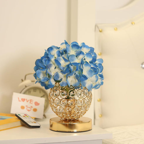 WSYEAR Premium Blue Silk Hydrangea Artificial Flowers Christmas Night Light Faux Flower Arrangement for Home Wedding