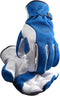 Caiman Premium Top Grain Cowhide Leather Driver Gloves, Split Cowhide Back, Kontour Design, Blue/White, X-Large (1302-6)
