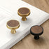 10 pcs Walnut Round Drawer Knobs with Bright Chrome Finish - Zinc Alloy Cabinet Handles