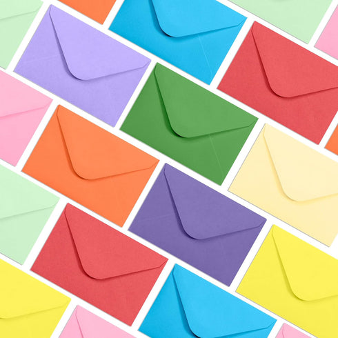Gift Card Envelopes - Gummed 100-Count Mini Envelopes, 10 Colors, 4 x 2.7 Inches