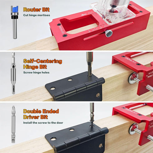 deceptia 2.5" 5" 1/4" 5/8" Door Hinge Jig, Aluminum Alloy Door Hinge Router Jig with Scale, Adjustable Mortise Template