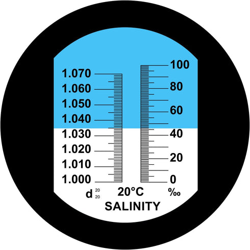 Dual Scale Salinity Refractometer ATC 0-100ppt (0-10%) & 1.000-1.070 Specific Gravity, Portable Meter Tester