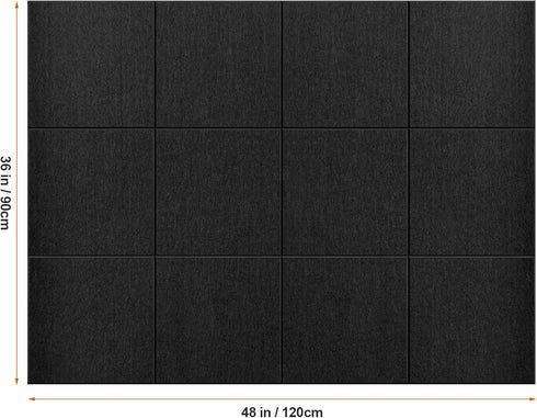 Extra Large 48"x36" Cork Board Substitute, 12 Pack Black Felt Board for Home & Office Wall Decor