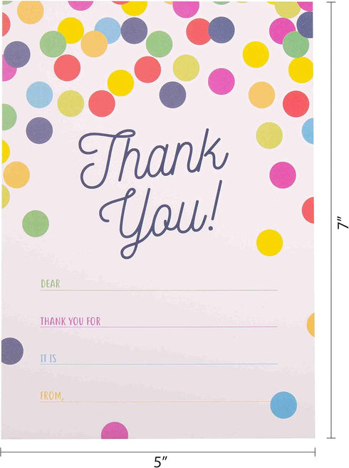 GSM Brands 20 Thank You Cards for Kids - Cards with Envelopes