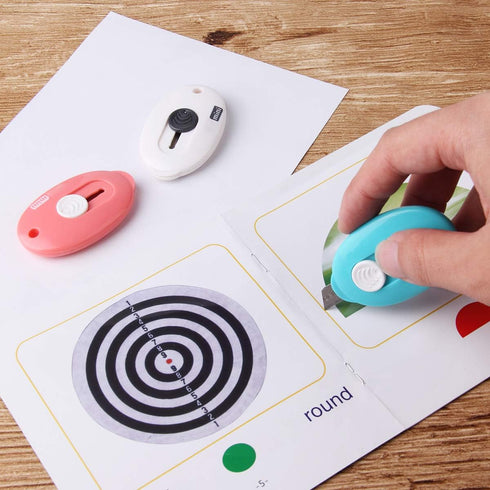 Mini Retractable Utility Knife Box Cutter with Key Chain Hole - 9pcs Alloy Steel Splicing Knife
