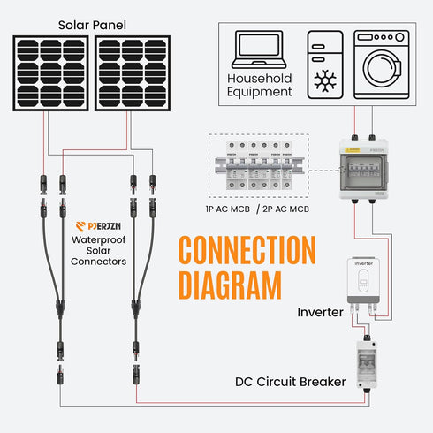 Miniature Circuit Breaker 120/240VAC 16A Double Pole, DIN Rail Mount, Thermal Magnetic AC Disconnect Switch