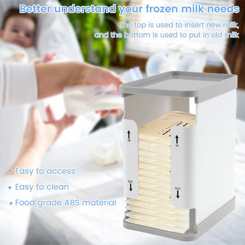 ZLHETWT 1700ml Breastmilk Freezer Organizer, Clear Freezer and Fridge Organizer Bins Reusable Breast Milk Storage Tower