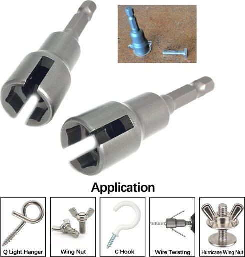(2pc) Power Wing Nut Driver Set, Slot Wing Nuts Drill Bit Socket Wrenches, 1/4" Hex Shank