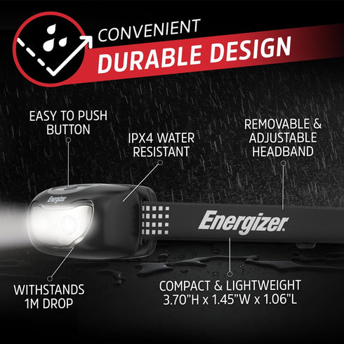 Energizer Universal Plus LED Headlamp, Lightweight Bright Headlamp for Outdoors, Camping, Emergency Light, 2 Pack