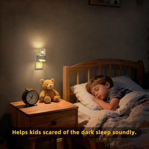 FLMAQE 2 Pack, Dimmable, 0-100 3000K, LED Night Light Dusk to Dawn Sensor, LM Adjustable Brightness, Wall Mounted