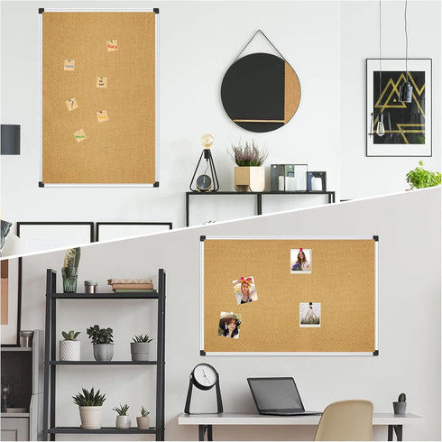 XBoard 24 x 18 Inch Wall-Mounted Office Cork Board with Aluminum Frame