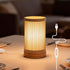 LUSHARBOR Bamboo Table Lamp, Small Boho Rattan Lamp Decorative with Dimmable Light,