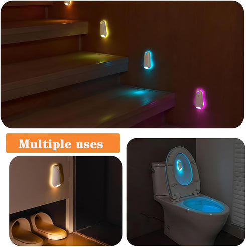 Sensor,8 Toilet Night Light Motion Color Changing USB-C Rechargeable Toilet Bowl Light for Bathroom