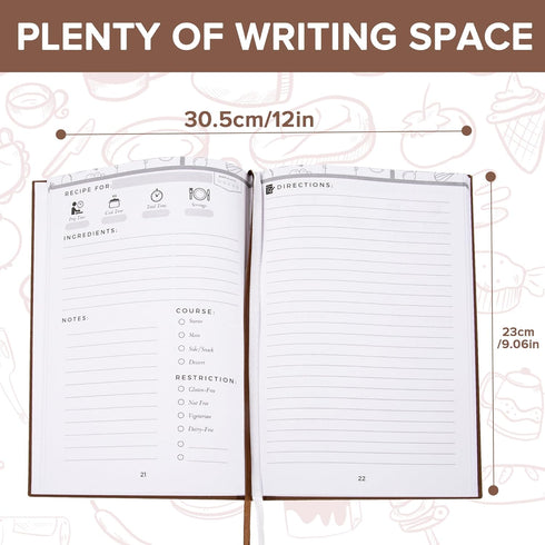 Elegant Hard Cover Recipe Journal – Blank Cookbook for Organizing Personal Culinary Creations (Brown)