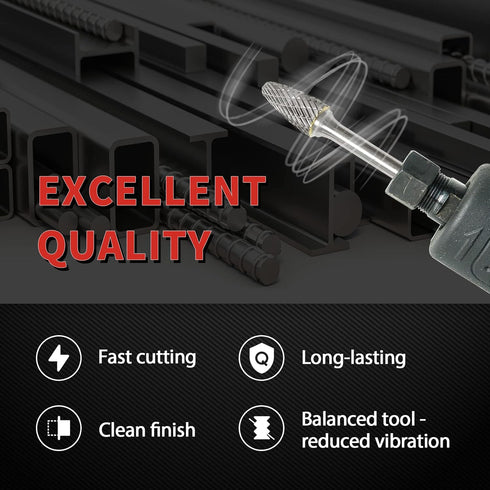 S&F STEAD & FAST Carbide Burr, ¼” Shank ½” Cutter Dia, Professional Grade Tungsten File for Die Grinder
