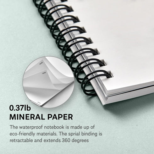 Stone Paper Notebook, No Lines Spiral Notebook, Waterproof Sheet Aesthetic Journal for Note Taking, Green
