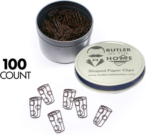Soda or Iced Tea Cup Shaped Paper Clips, 100 Count Brown, Great for Collectors or Office Gift