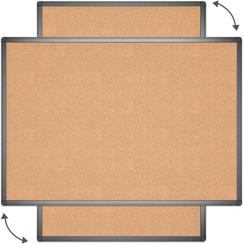 VIZ-PRO Cork Bulletin Board 36 X 24 Inches, Cork Notice Board with Black Aluminium Frame