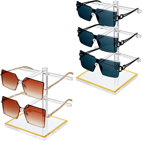 Luxury Acrylic Sunglasses Display Stand Set of 2 (2-Tier & 3-Tier), Glasses