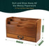 Mahogany Wood Wood Desktop File Organizer - Vertical Folder Sorter with 3 Document Compartments & 1 Paper Tray Drawer
