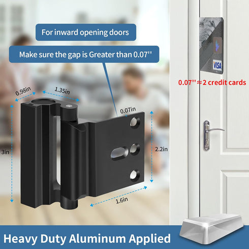 1Pack Home Security Door Reinforcement Lock Safety Latch Extra Front Doors Security Devices, Anti Door Kick in Safety