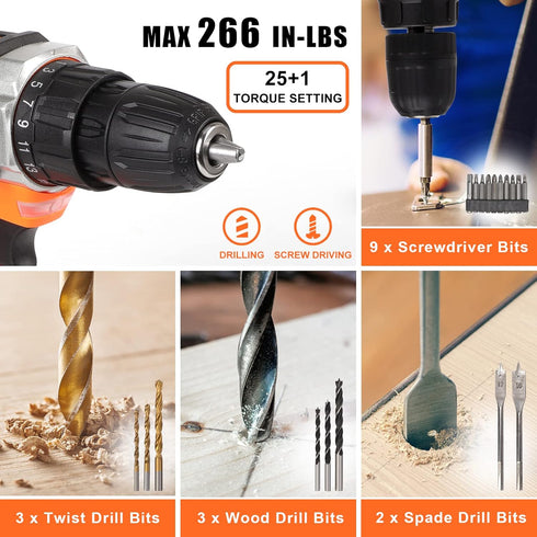 16.8V 153-Piece Set COMOWARE Cordless Drill Tool Combo Kit, Professional Household Tool with Lithium Battery for Home