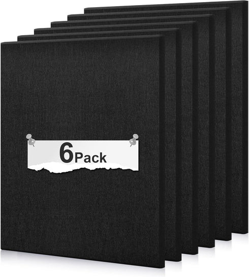 Large Cork Board Subsitute - 36"x24" Bulletin Board - 6 Pack Black Felt Board for Home&Office Wall Decor with Noise Reduction by Bcabo
