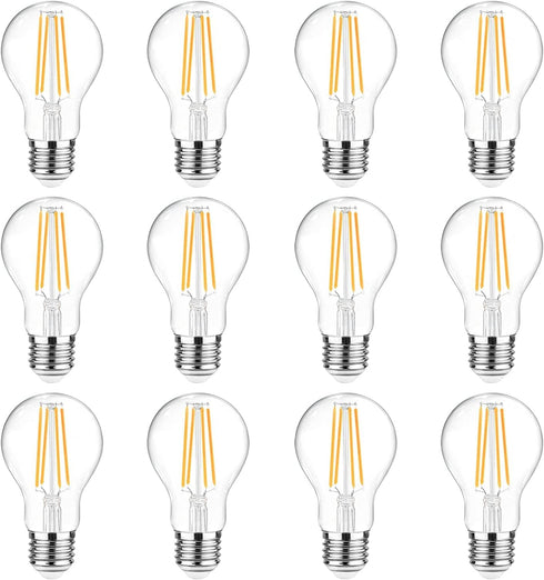 Ascher 60 Watt Equivalent, E26 LED Filament Light Bulbs, Warm White 2700K,