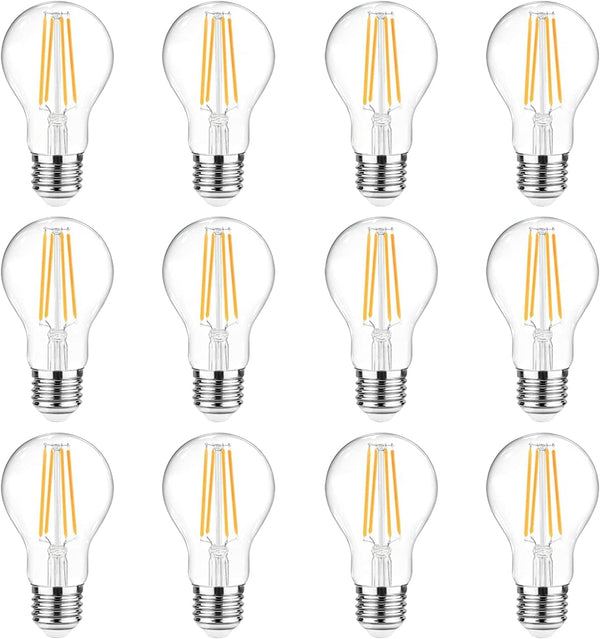 Ascher 60 Watt Equivalent, E26 LED Filament Light Bulbs, Warm White 2700K,