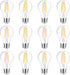 Ascher 60 Watt Equivalent, E26 LED Filament Light Bulbs, Warm White 2700K,