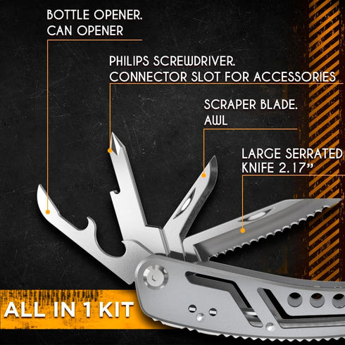 24-in-1 Multitool with Mini Tools, Knife, Pliers, and 11 Bits - All in One Multi Function Gear for Men, Best Multi-tool