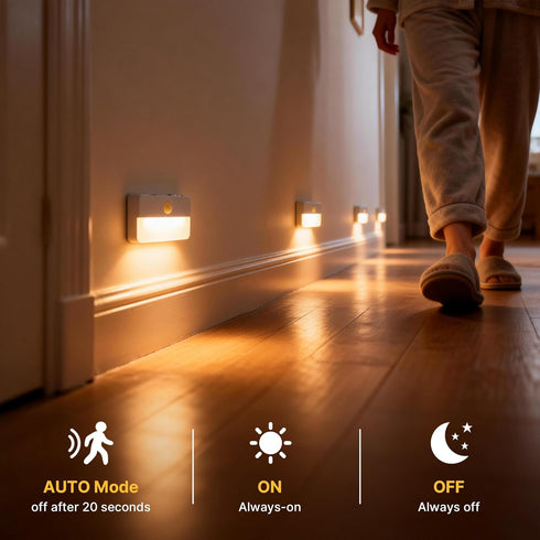 3 Pack Closet Rechargeable Motion Sensor Stair Lights for Indoor, Wireless Battery Operated Night Light, Magnetic Led