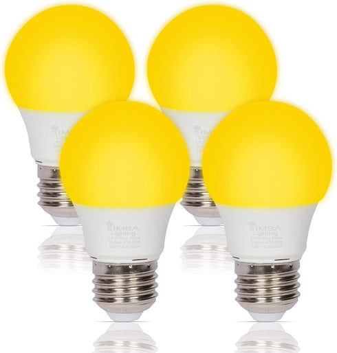 Simba Lighting LED Bug Non-Attracting Yellow Bulb, 5W 40W Equivalent, 4 Pack, Outdoor Porch Light, Amber Warm 2000K