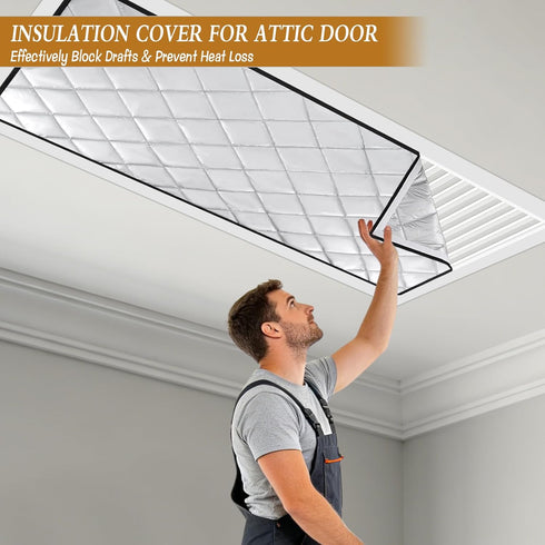 HFYZZ 27" 56" Attic Door Insulation Cover, Energy Saving Attic Stairs Ceiling Shutter Cover with Hook and Loop Strips