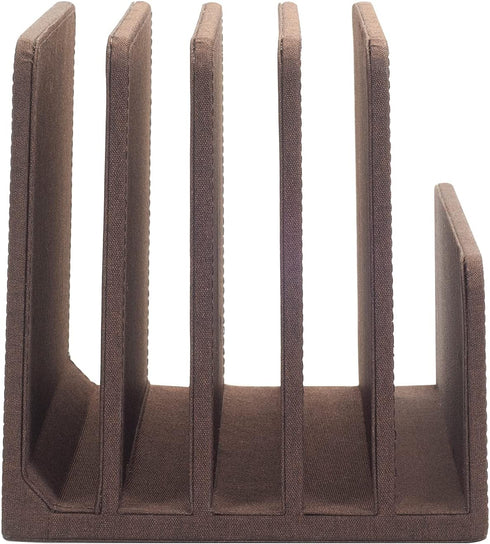 MobileVision Executive Dark Brown Desktop File Folder Organizer, 5 Slot Dividers and Paper Tray