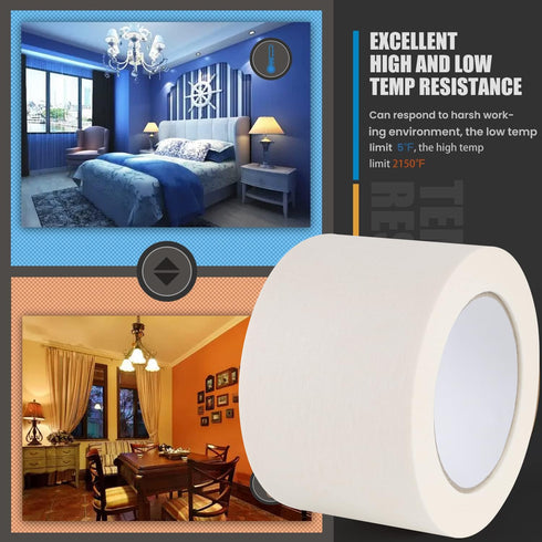 Lichamp Wide Masking Tape 3 Inches - 1 Pack General Purpose Beige Masking Tape - 3 Inches x 55 Yards x 1 Roll