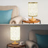 EZIYIN Bulb Desk Lamp LED Included, Small Bedside Table Lamp Plug-in - Classic Wood Base with Flaxen Fabric Shade