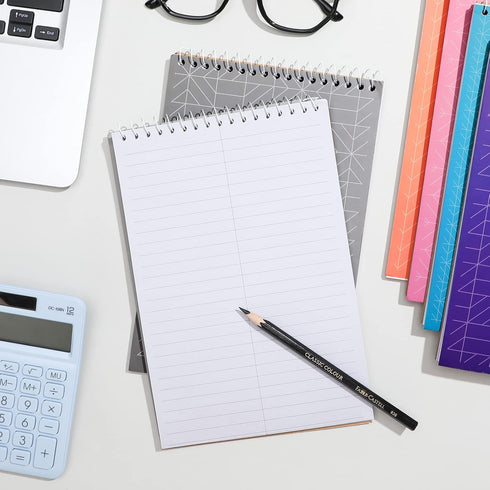 Lincia Top Spiral Steno Pads, 6'' x 9'', Gregg Rule Inner Paper, Colorful Steno Notebook, 10 Pcs